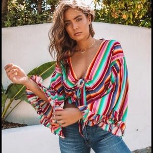 Fiesta tie front long sleeve